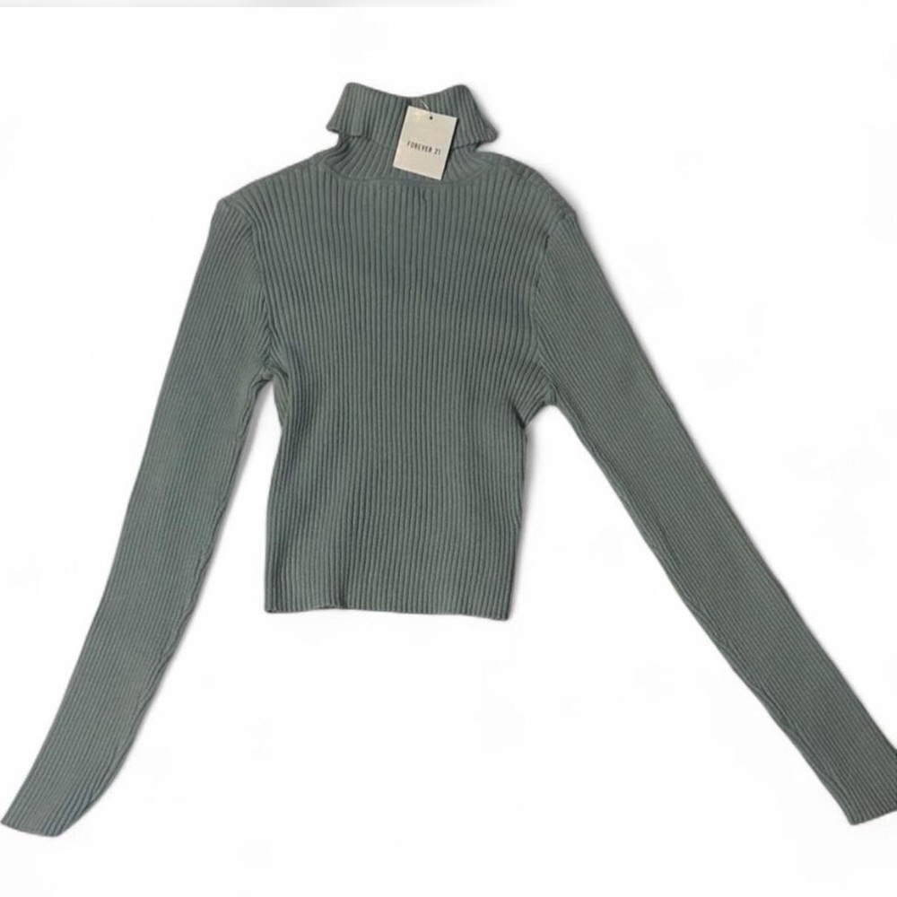 Forever 21 Ribbed Turtleneck Sweater in Light Blue